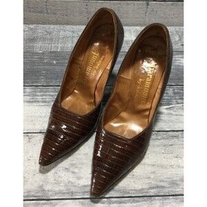 Vintage Paramount By Kalmon Brown Alligator Heels Shoes Style R5137 Size 7m